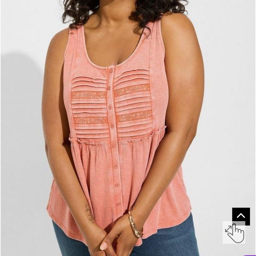 Torrid Textured Jersey Scoop Neck Button Down Babydoll
